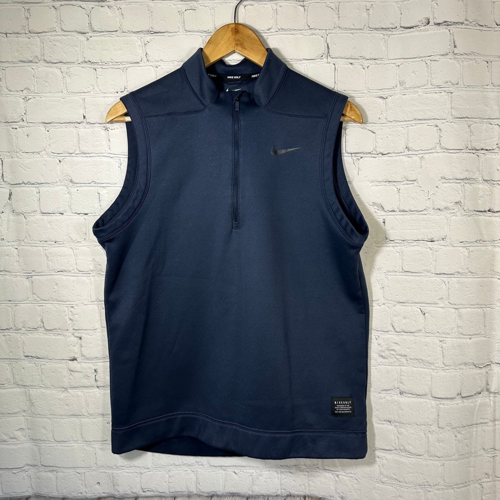 Nike Golf Mens Therma Repel 1/2 Zip Vest Obsidian Navy Blue AQ0816-451 Size M